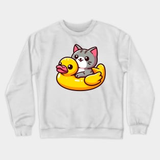 Cute cat in a duckling float - Pool Party Crewneck Sweatshirt